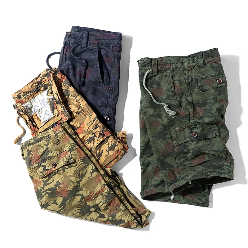 2025 New Summer New Camouflage Tactical Cargo Shorts Men Khaki Jogger Military Cargo Shorts Men Cotton Casual Loose Men Shorts