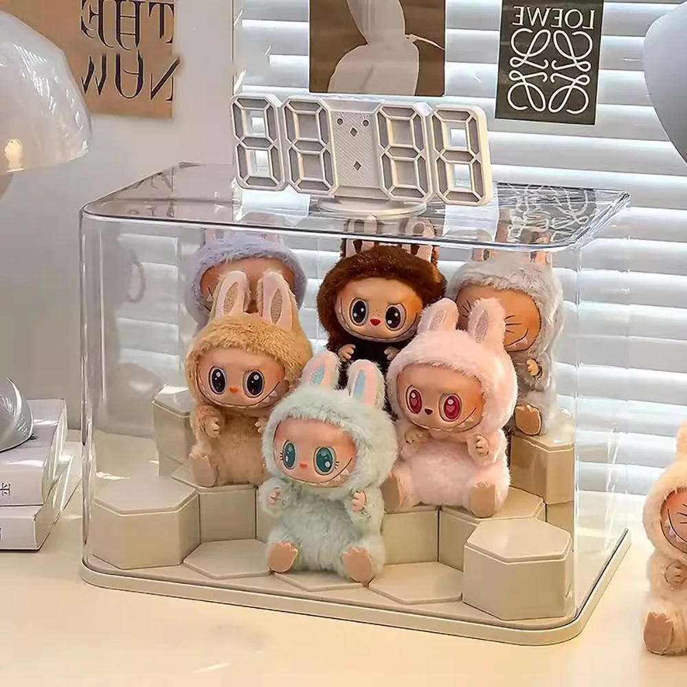 16 سنتيمتر Labubu صندوق عرض صندوق خزانة الغبار والرطوبة صندوق أعمى شخصية رف شاشة خزانة عرض شفافة