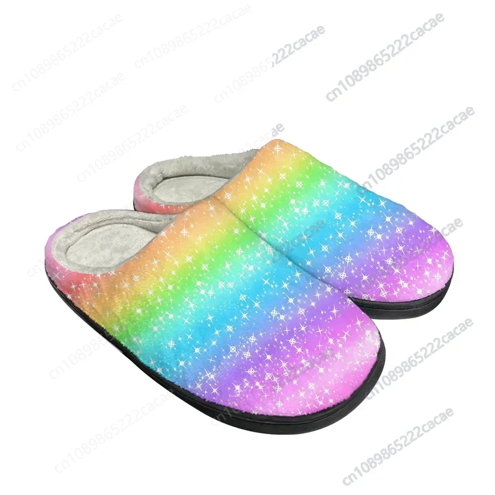 

Glitter Rainbow Prid Home Cotton Custom Slippers Mens Womens Latest Sandals Bedroom Plush Indoor Keep Warm Shoes Thermal Slipper