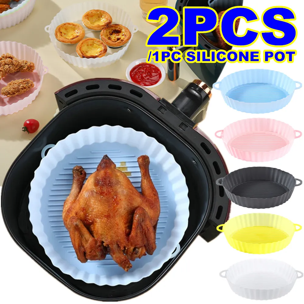 

Reusable Air Fryer Silicone Pot Baking Liners Fried Chicken Pizza Basket Baking Tray Steamer Pad Kitchen Air Fryer Accessories