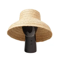 Summer Sun Hat Hand-knitted Raffia Retro Travel Sunscreen Beach Vacation Straw Hat with Lacing for Children Adult Holidays