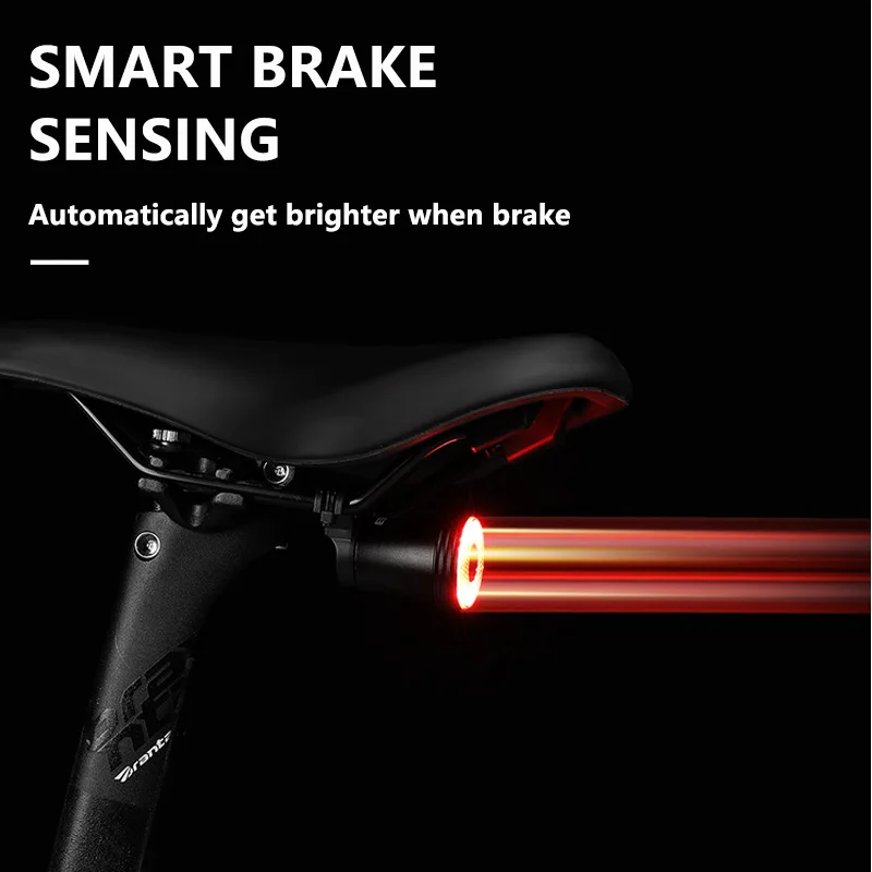 자전거 후미등 지능형 브레이크 감지 미등 고시인성 타입C 충전식 자전거 LED 후미등