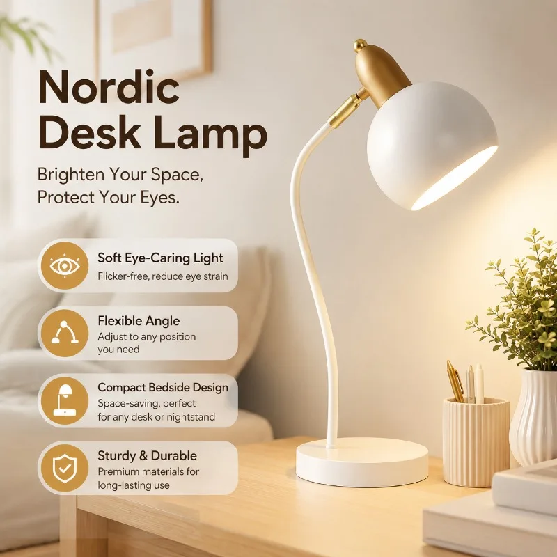 

Nordic Style Flexible Gooseneck Table Lamp Rechargeable Led Desk Lamp For Study Bedroom Living Room Decorative Lighting