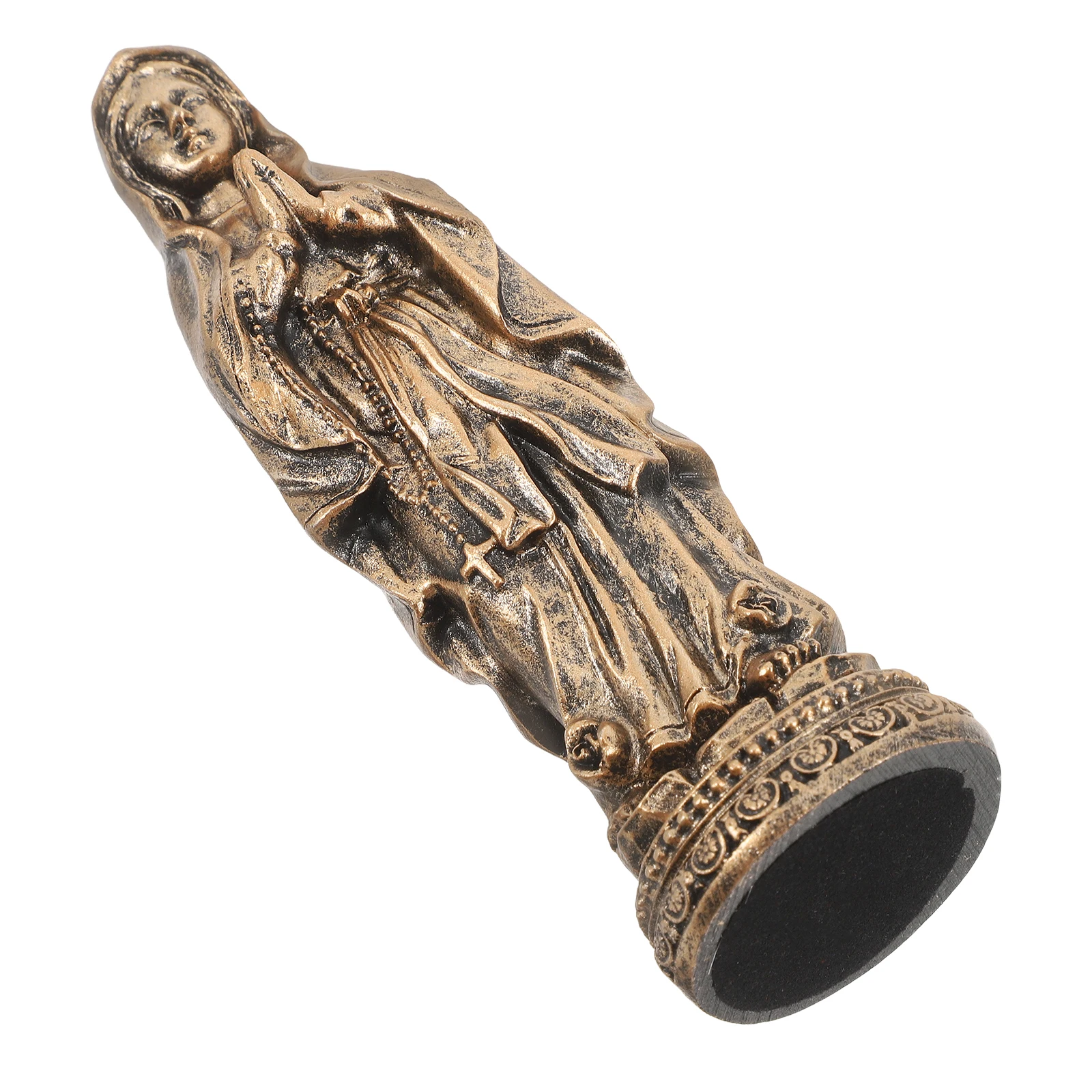 

Elegant Virgin Mary Statue Blessed Mother Sculpture Light Brown Resin Catholic Desktop Ornament Home Decor Gift Vintage Statue