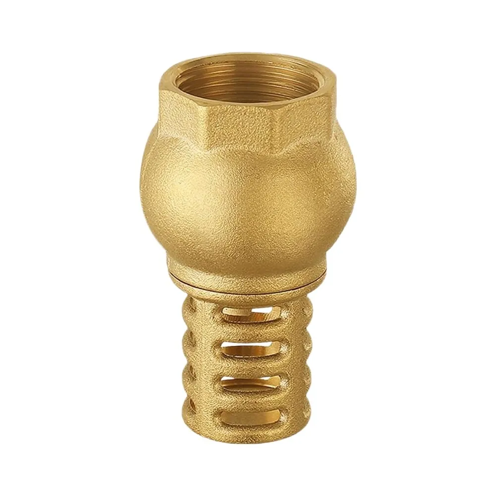 Brass Foot Valve With Filter Basket For Deep Well Pumps, One-Way Check Valve Prevents Backflow For Water Oil Fuel, DN15-DN40