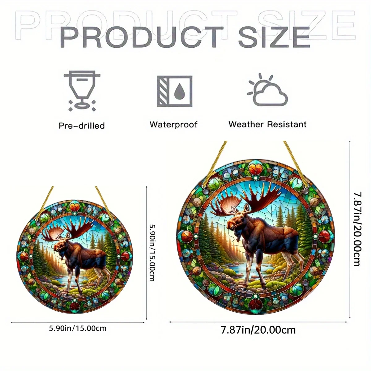 Animals Elephant Tiger Horse Suncatcher, Art Stained Window Translucent Hanging,Animals Lover Gift, Acrylic Round Garland Sign