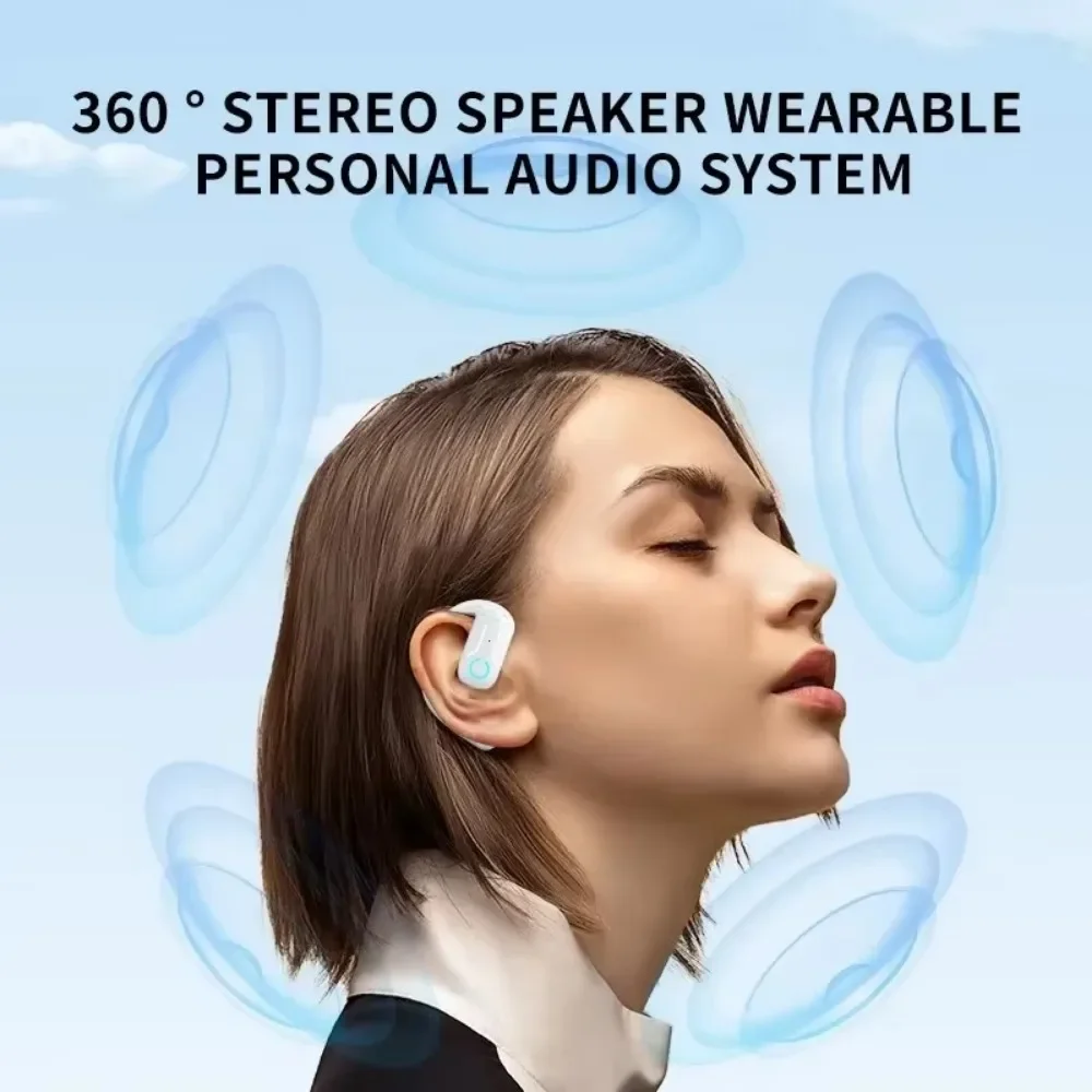 180° Rotation Adjustable Left Right Open Wireless Headset Bluetooth 5.4 Ear Universal Earphone Mic Sport Business Music Ear-Hook