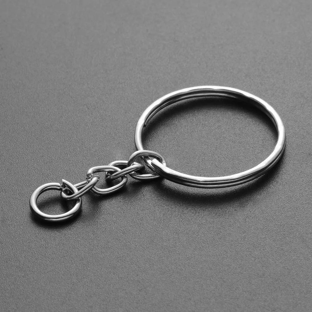 10Pcs 25mm DIY Key Chains Polished Silver Color Keyring Keychain Short Chain Split Ring Key Rings Accessories