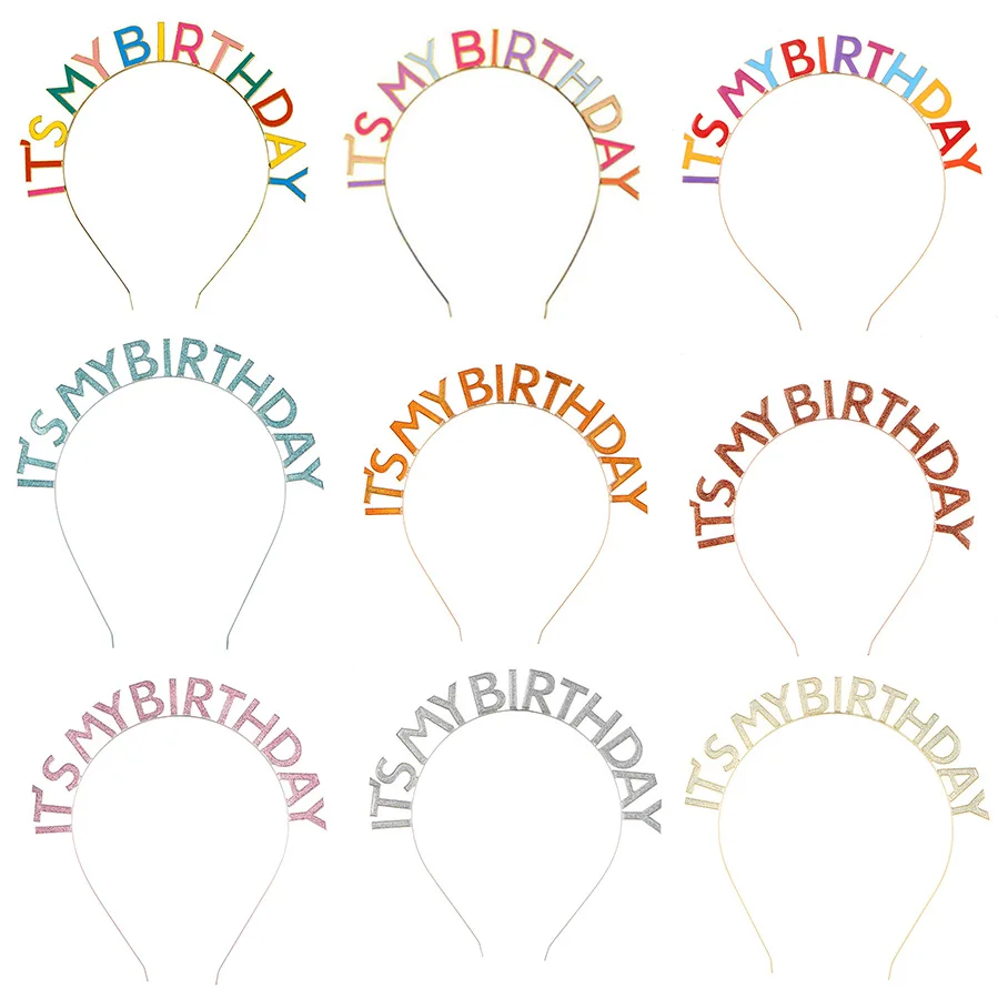Birthday Party Hair Band IT\'S MY BIRTHDAY Oil Dropping Rainbow Birthday Hair Band Birthday Crown Headwear