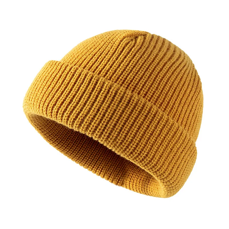 Kids Children Boys Girls Solid Winter Knitted Beanies Cap Keep Warm Hats Loop Skullies Beanie Caps Unisex New 2024 Black Yellow