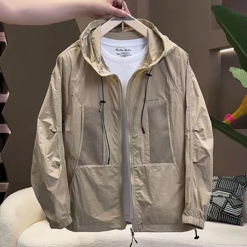 

Summer New Outdoor Men's Hat Sun Protection Light Qui Dry Sports Ice Silk Me Breathable Jaet Coat Loose Fit Multi ket