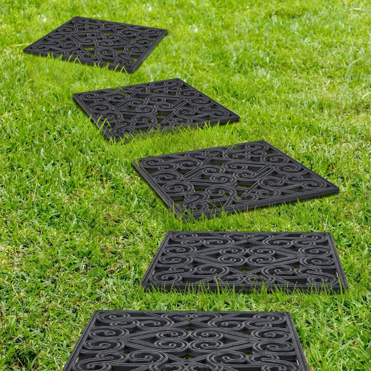 

8 Pcs 15x15 Rubber Stepping Stone Tiles Outdoor Heavy Duty Garden Walkway Pathway Mats Rubber Pavers Decorative Retro