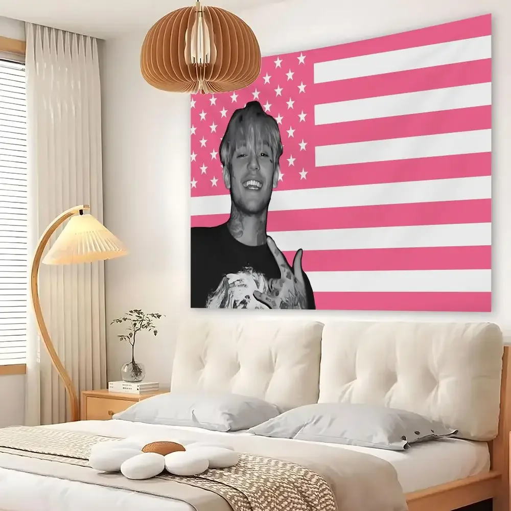 L-Lil Peep Look At The Sky Tonight Tapestry Custom Living Bedroom Party Dormitory Interior Wall Decoration Attached Clip