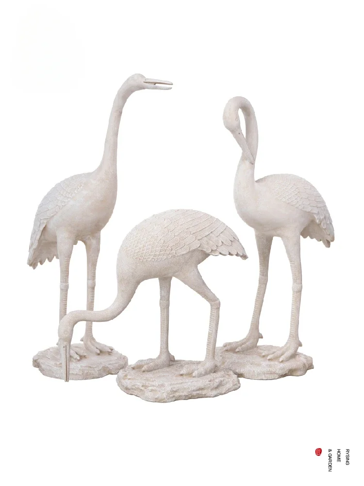 Chinese style garden crane decorations, landscape sculptures, outdoor courtyard landscaping, layout, courtyard garden decoration