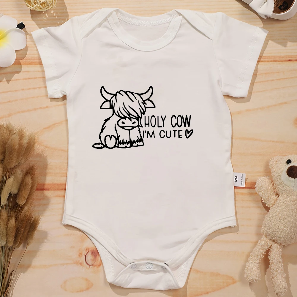 Cartoon Cow Print Cotton Infant Onesie Urban Streetwear Fashion Baby Boy Clothes Bodysuit Cotton Fine Fabric Newborn Clothes