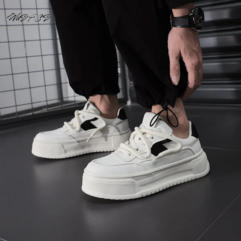 Sneakers Casual Men Designer White Shoes Fashion Split Leather Breathable Height Increased Flat Platform Board Shoes Sport Shoes