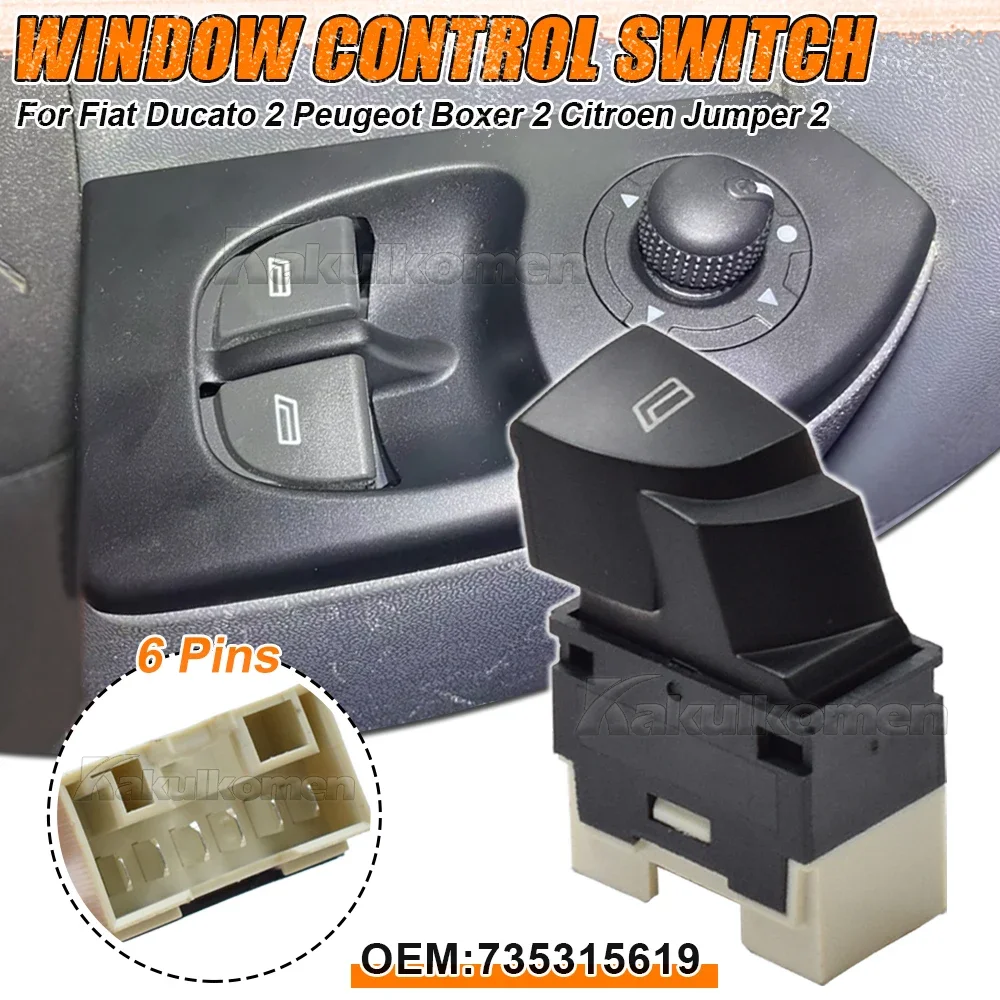 735315619   مفتاح النافذة الرئيسية 6554T3 735335418   ل 2002- 2006 فيات دوكاتو 2 سيتروين جمبر بيجو بوكسر 2 سيتروين جمبر 2
