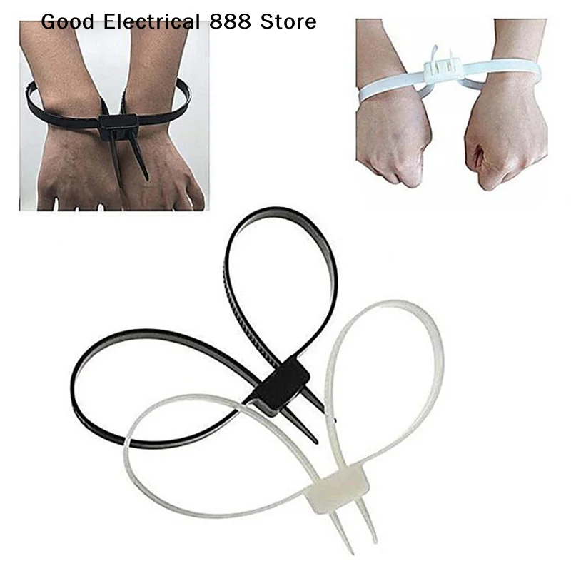 【GE】1Pc Plastic Police Handcuffs Double Flex Cuff Handcuffs Zip Tie Nylon Cable Ties