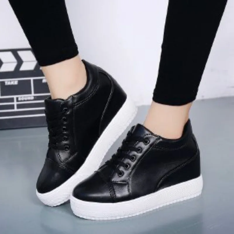 New White Hidden Wedge Heels Sneakers Casual Shoes Woman High Platform Shoes Women\'s High Heels Wedges Shoes for Women