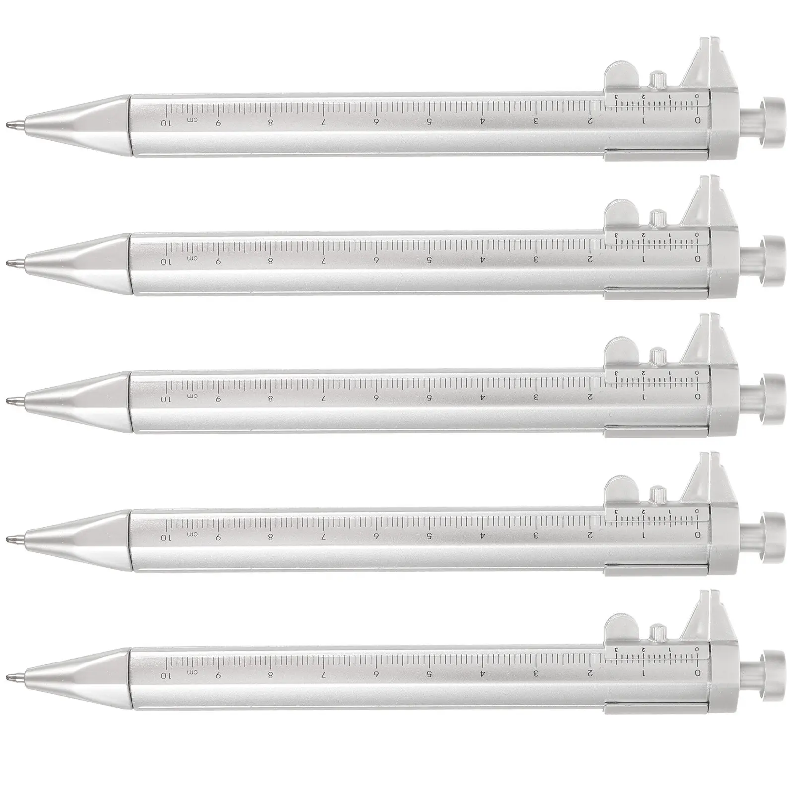 

Набор из 5 многофункциональных штангенциркулей-ручек: точный измерительный инструмент для черчения и заметок, прочная конструкция, линейка-карандаш