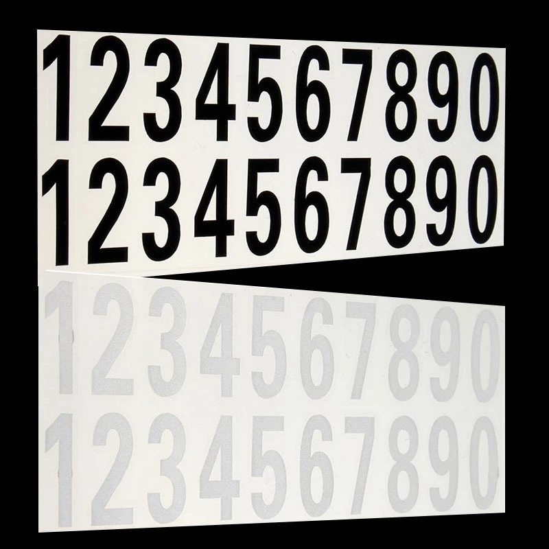 2PCS Car Digits Numeral Car Or House Door Street Address Mailbox Number Room Gate Vinyl Decal Reflective White Black Stickers