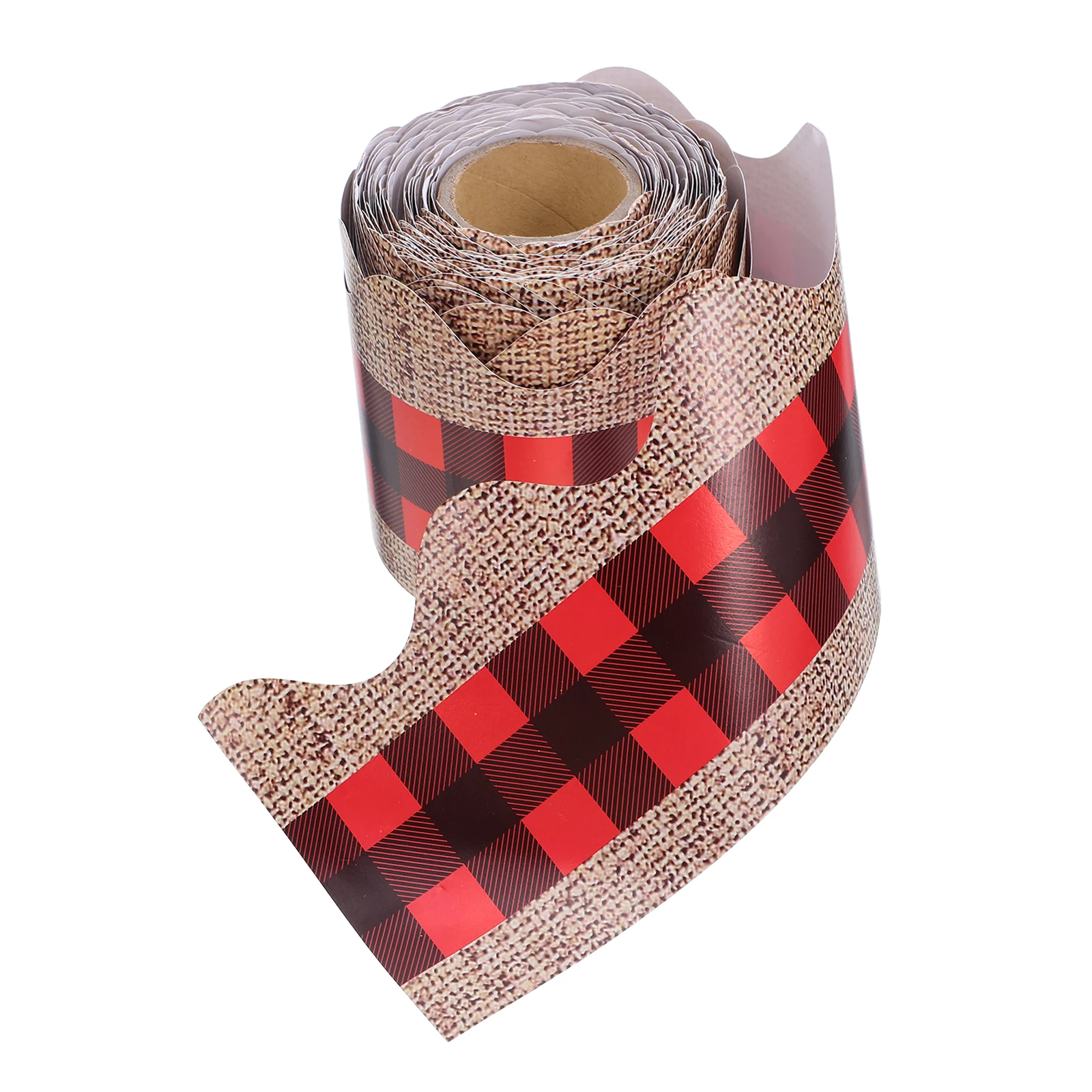 

1 Roll Red Black Gingham Bulletin Board Border Trim Paper Grid Pattern Classroom Wall Blackboard Decal Display Strip For School