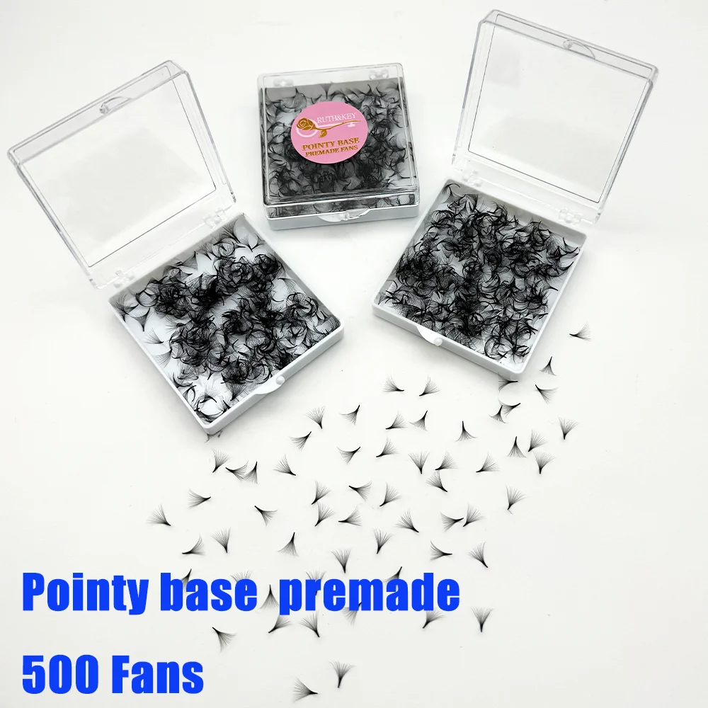 500 Fans 3D-20D Thin Pointy Base Premade Loose Fans 0.05/0.07mm Medium Stem Sharp Russian Volume Lash Faux Mink Handmade Lash