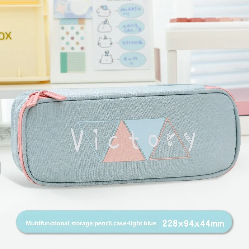 Fresh and simple pen case. Multi-functional and large-capacity pen box. Student stationery box storage box