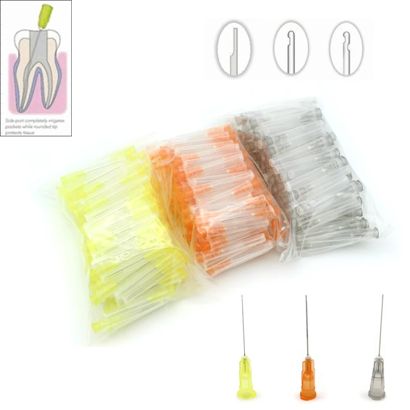 100Pcs ทันตกรรม Endo ชลประทานเข็ม 25G/27G/30GA 30G End-ปิดด้านข้าง Endo เข็มฉีดยา Root Canal ซักผ้าเข็มเคล็ดลับ