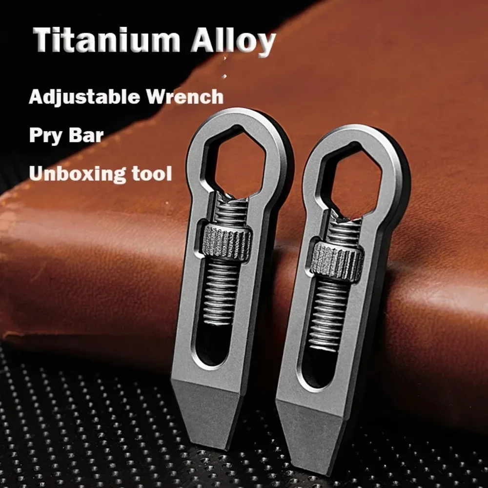 New mini titanium alloy pry bar multifunctional adjustable wrench keychain necklace pendant EDC small tool