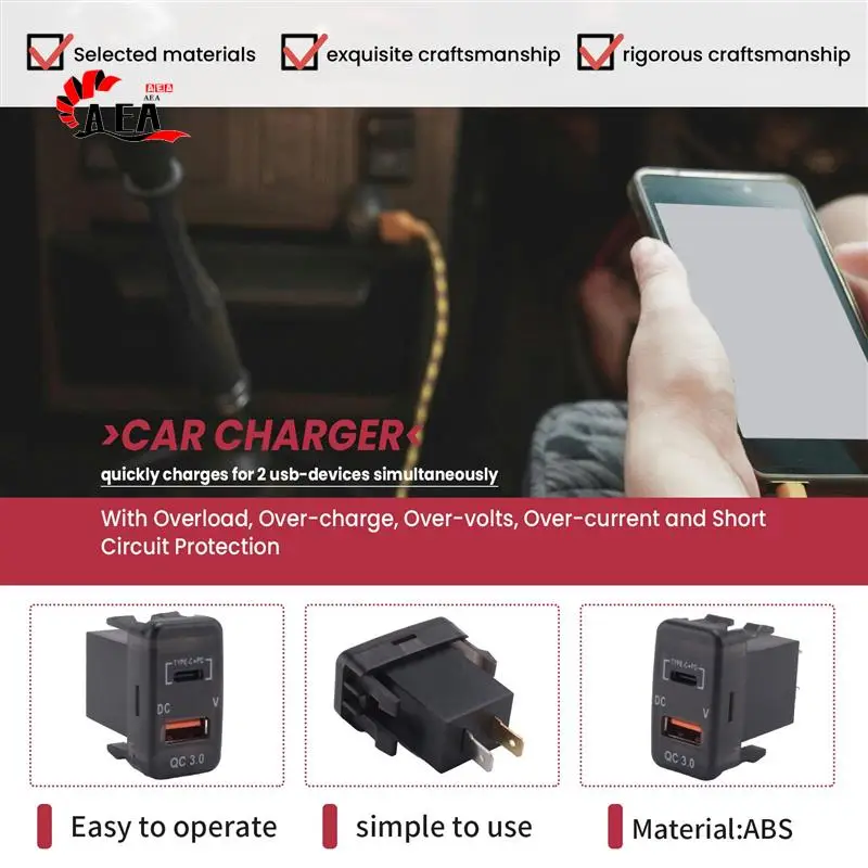 

AEA0-Car Fast Charger Adapter QC3.0 Dual USB Quick Charger Socket With Voltmeter For Toyota Land Cruiser Hilux Prado FJ
