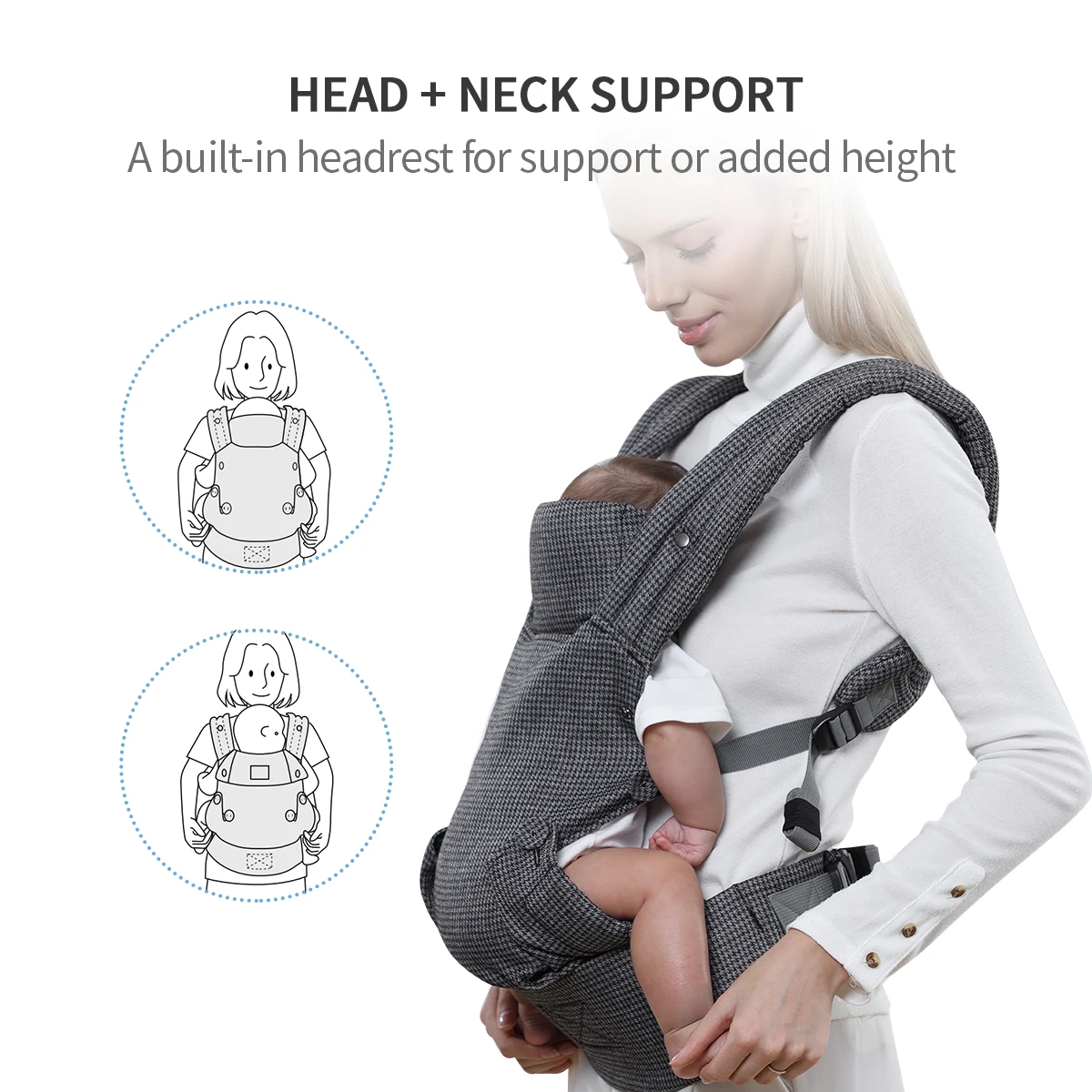 Sunveno Baby Carrier for Newborn with Neck Support Adjustable Back Strap Comfortable & Ergonomic