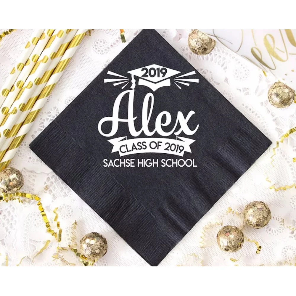 

50pcs Personalized Graduation Napkins,Congrats Grad,Class of 2024, Grad Party Decorations,Dance Rehearsals, Hangovers, Cocktails