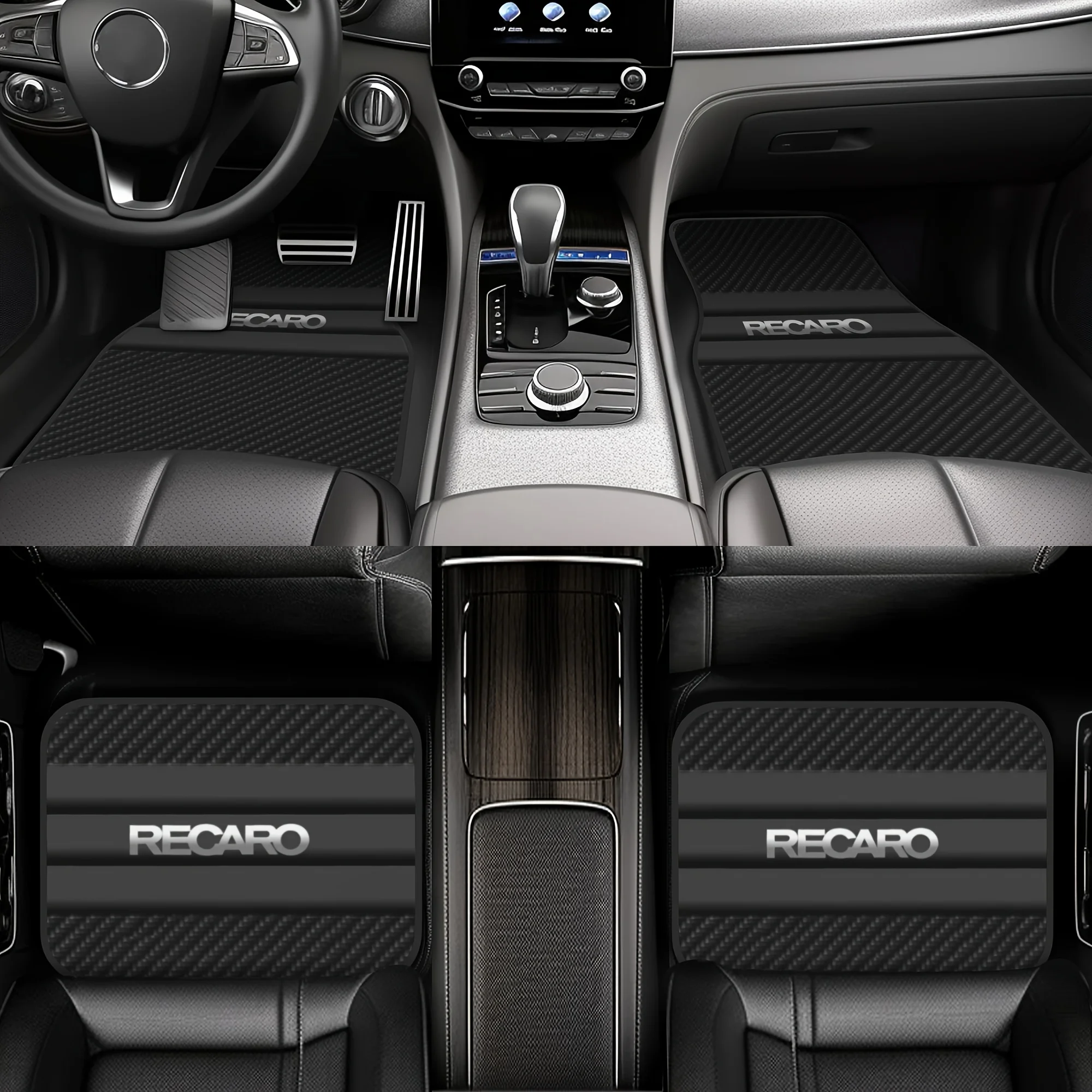 4 шт. минималистичные автомобильные коврики с рисунком RECARO — стильные защитные ковры, подходящие для седанов, фургонов и внедорожников — идеальный подарок для