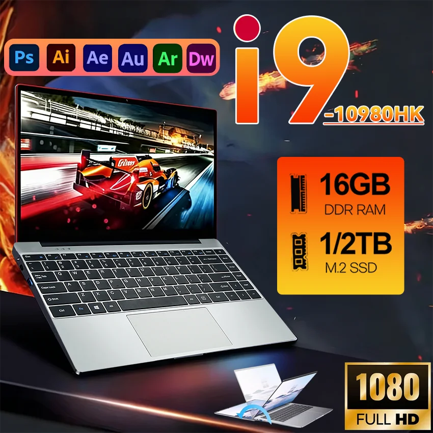 

2026 NEW Arrival Windows 11 Pro i9 Laptop Core i9 10980HK Gaming Laptops 16GB DDR4 1TB SSD FHD Gamer Computer Notebook PC