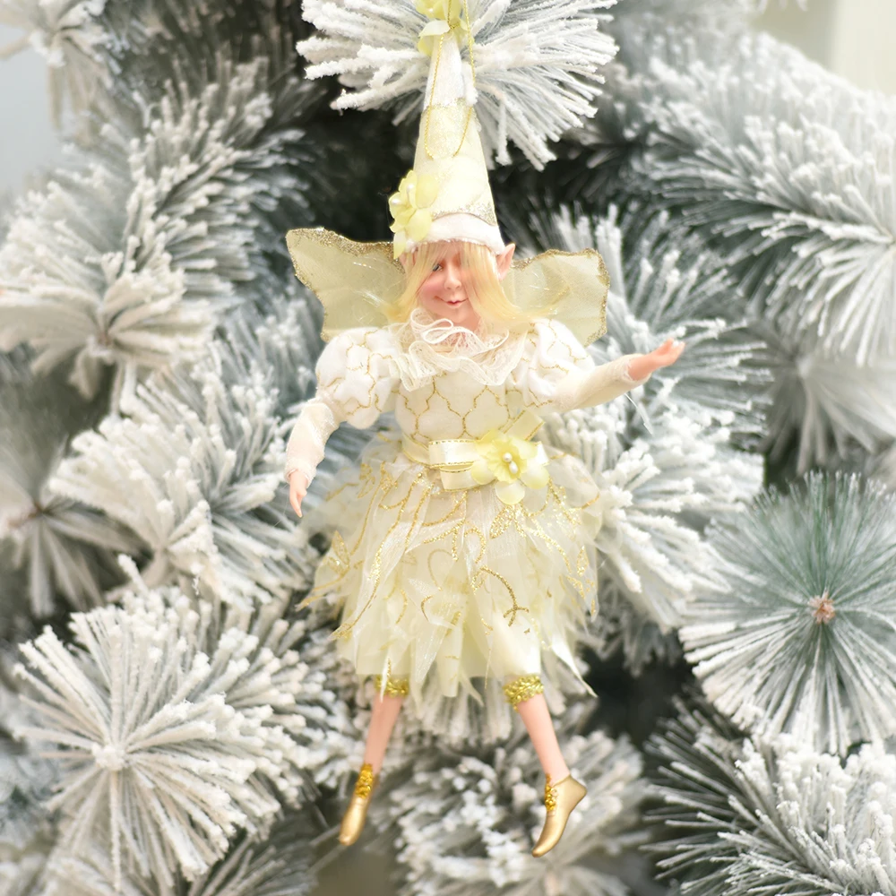 Hanging Fairy Christmas Tree Doll Decoration Elf Home Decor Handmade Doll Angel Baubles Cute Doll With Wings