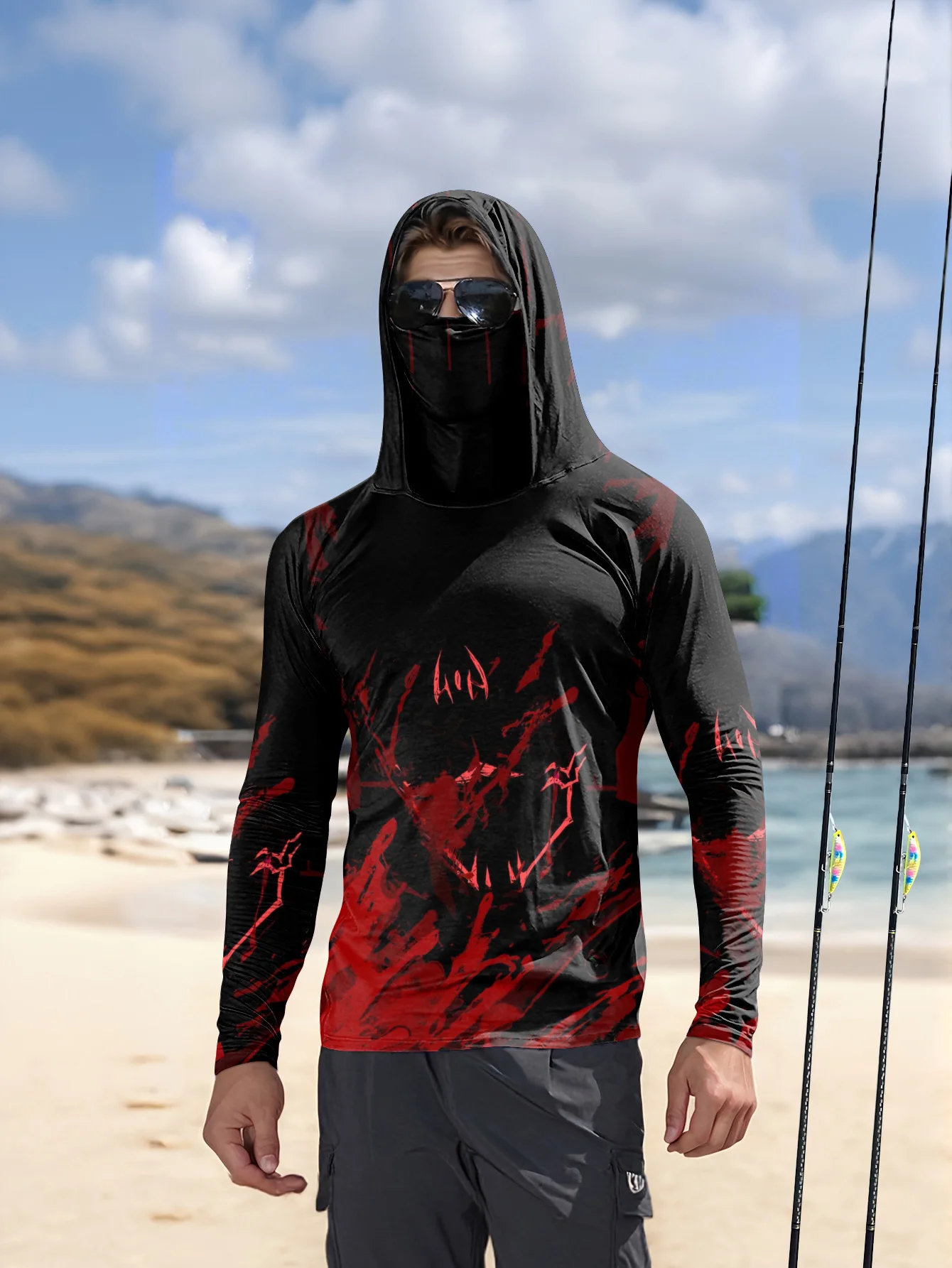 2026 Summer New Design Men's Long-Sleeved Shirt with 3D Blending Print for Sports Comfortable Soft and Breathable