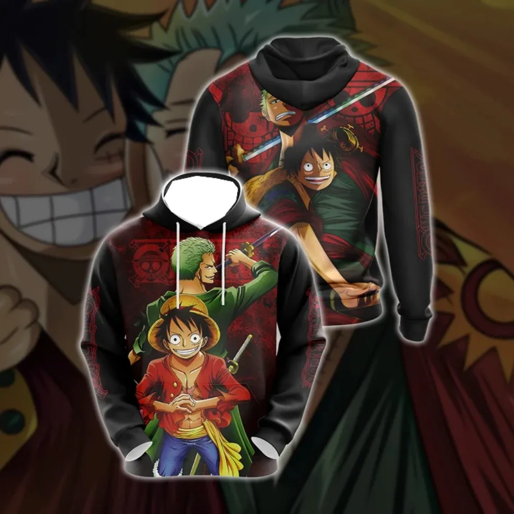 One Piece Luffy Anime Hoodie Man Pullover Sweatshirt Streetwear Casual Autumn Spring Cosplay Long Sleeve Tops FamilyMatching