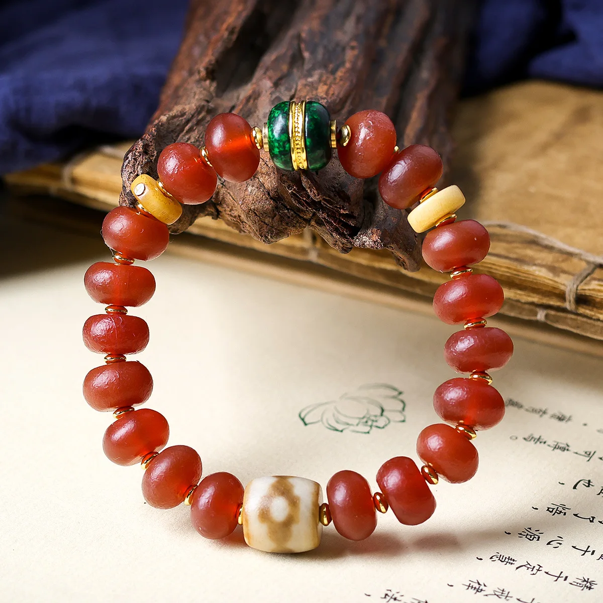 Matte coated agate abacus bead bracelet, original cultural toy, Tianzhu Qiujiao hamburger bead bracelet