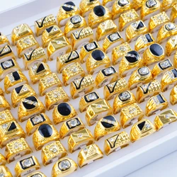 10Pcs/Lot New Fashion Vintage Punk Black Geometry Men Rings For Women Retro Finger Jewelry Party Gifts Mixed Styles