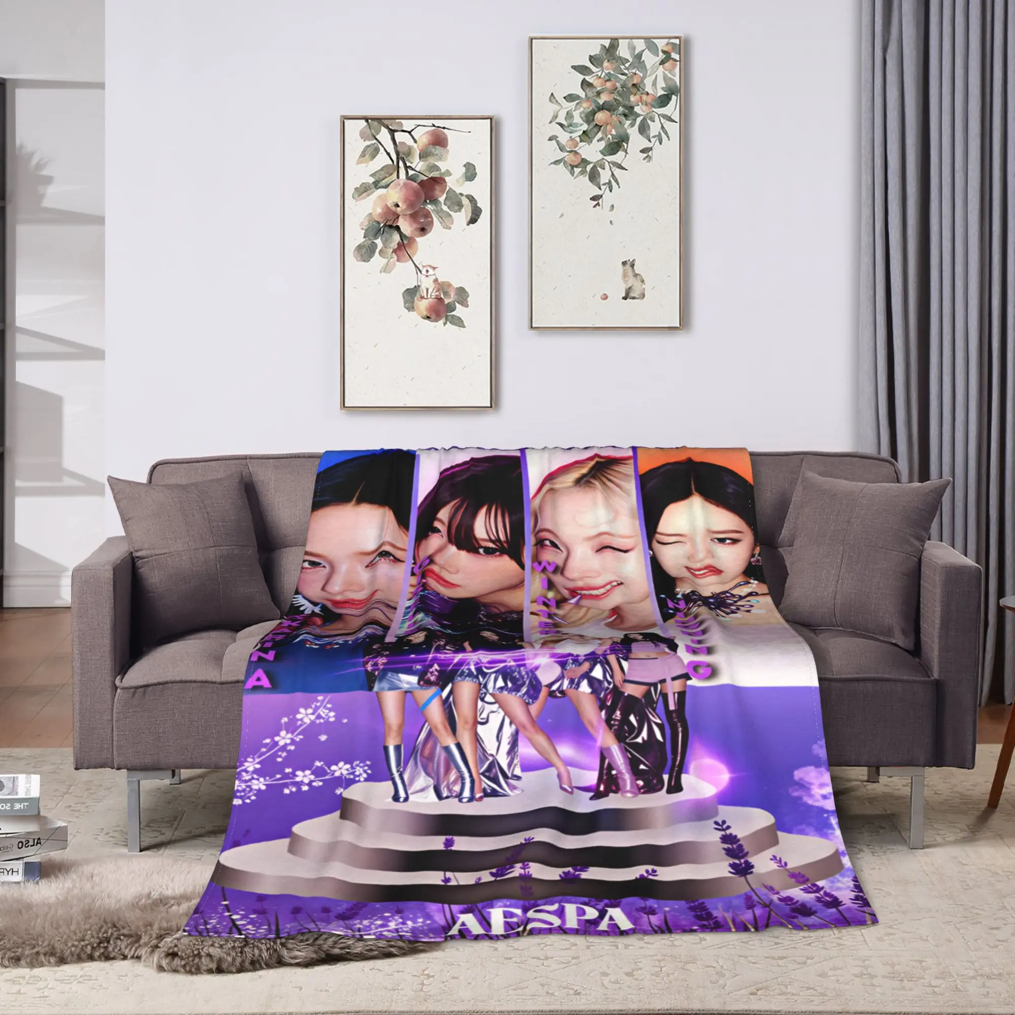 A-Aespas Blankets  Camping Flannel Throw Blanket For Couch Bed Super Soft Custom DIY Quality Bedspread Gift