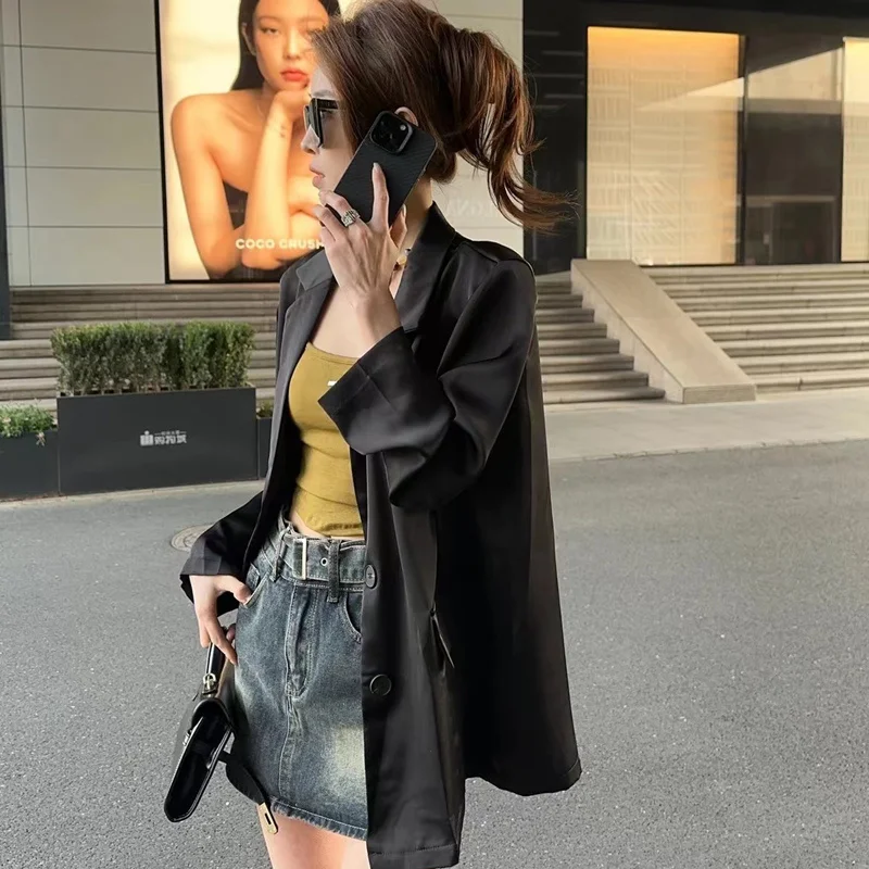 Blazer da donna Abbigliamento da lavoro di alta qualità Stampato su misura Chiusura leggera Cappotto selvaggio di media lunghezza Cinched professionale