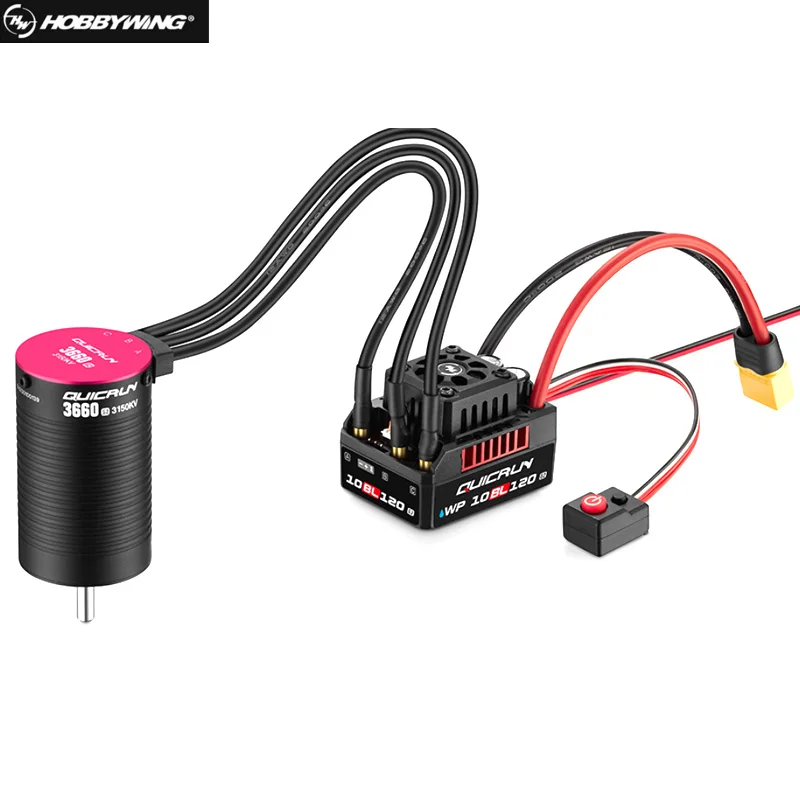 

HobbyWing QuicRun WP 10BL120 G2 120A Waterproof Sensorless Brushless ESC With 3652 3660 G2 Motor for 1/10 RC Cars