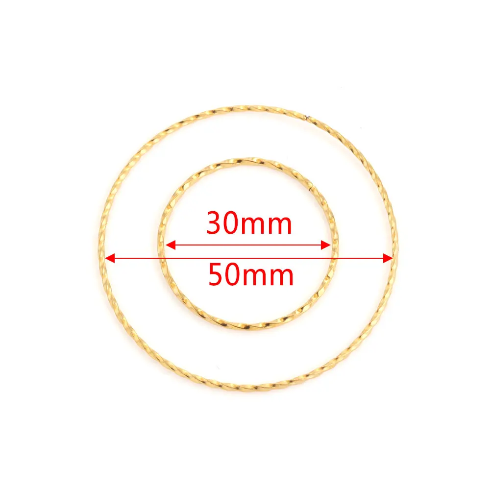 10Pcs 30mm 50mm Stainless Steel Closed Rings Gold Plated Round Big Circle Earrings Hoops DIY Connectors Earring Jewelry Making