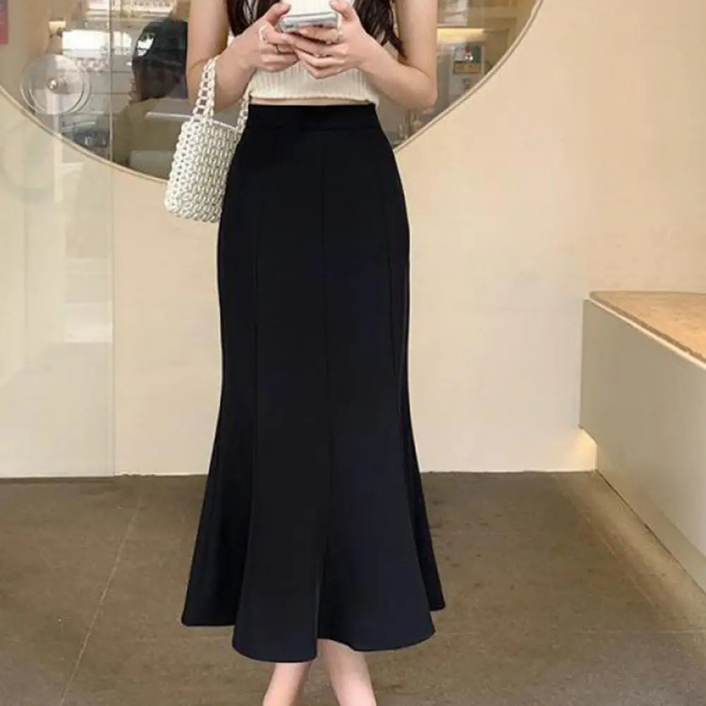 Chic Solid Color Design Elegant High Waist Mermaid Skirt for Women Vintage Office Lady Pencil Skirt for Spring for Different