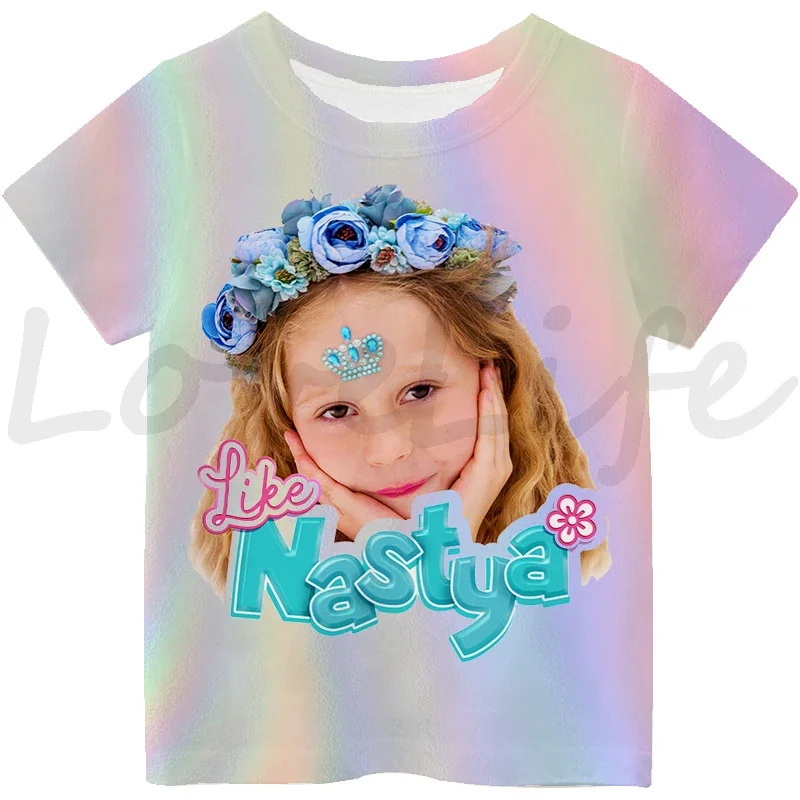 الصيف الاطفال مثل Nastya تي شيرت الفتيات لطيف تي شيرت س الرقبة قصيرة الأكمام Camiseta طفل مضحك التي شيرت ملابس الأطفال بلايز