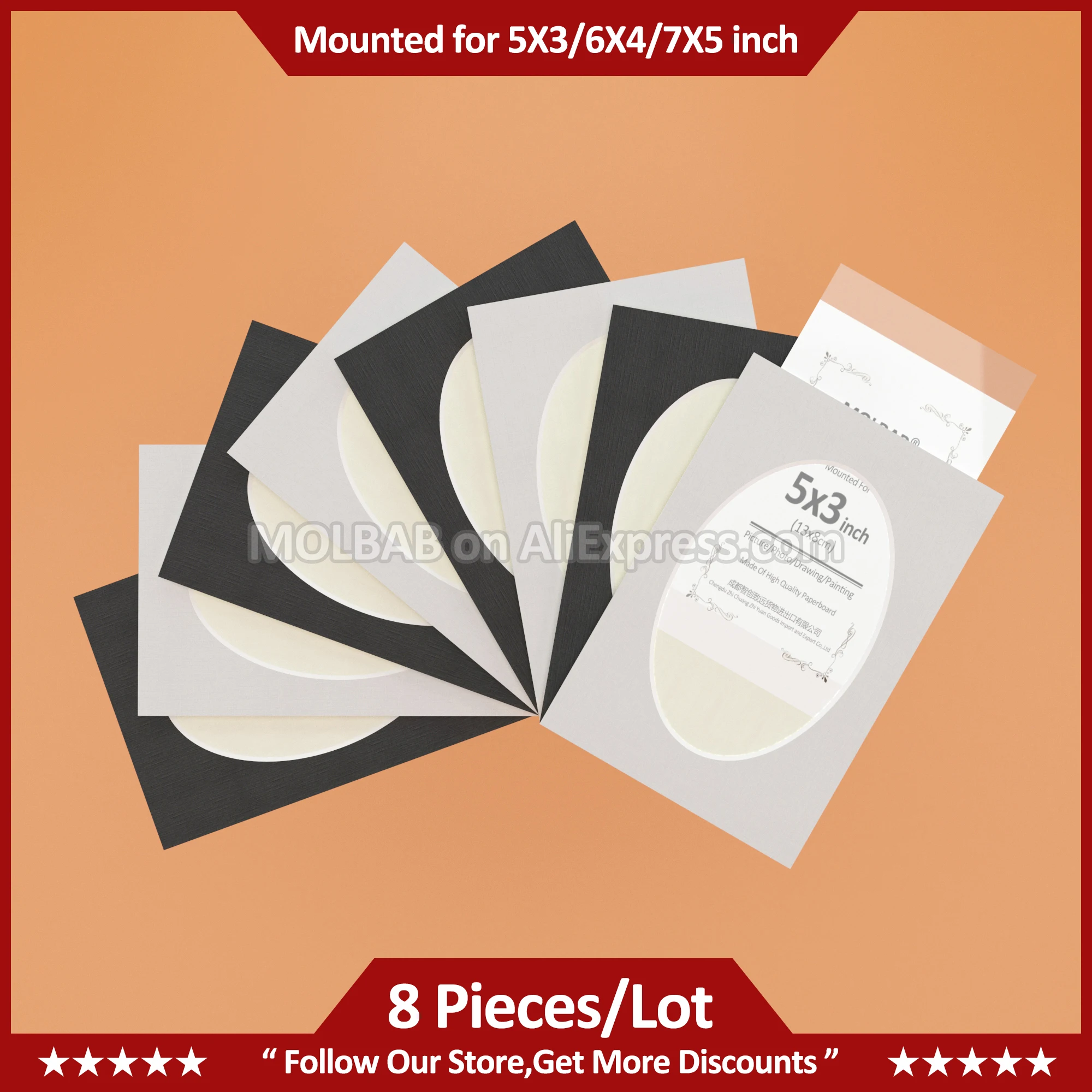 Oval Opening Rectangle Paperboard Picture Frame White/Black Mat Board Wall Mounted For Photo Décor