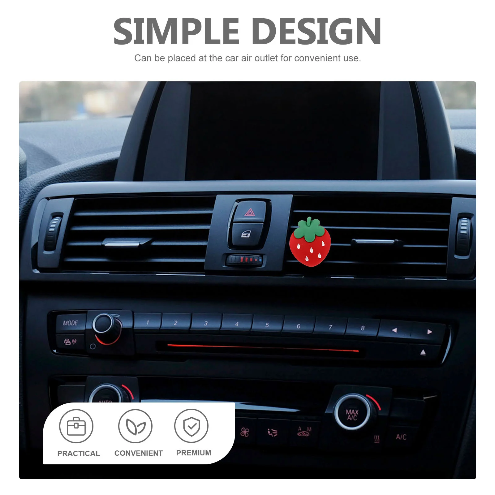 2 Pcs Vent Clip Cute Car Air Outlet Strawberry Accessories Freshener Resin Decorations