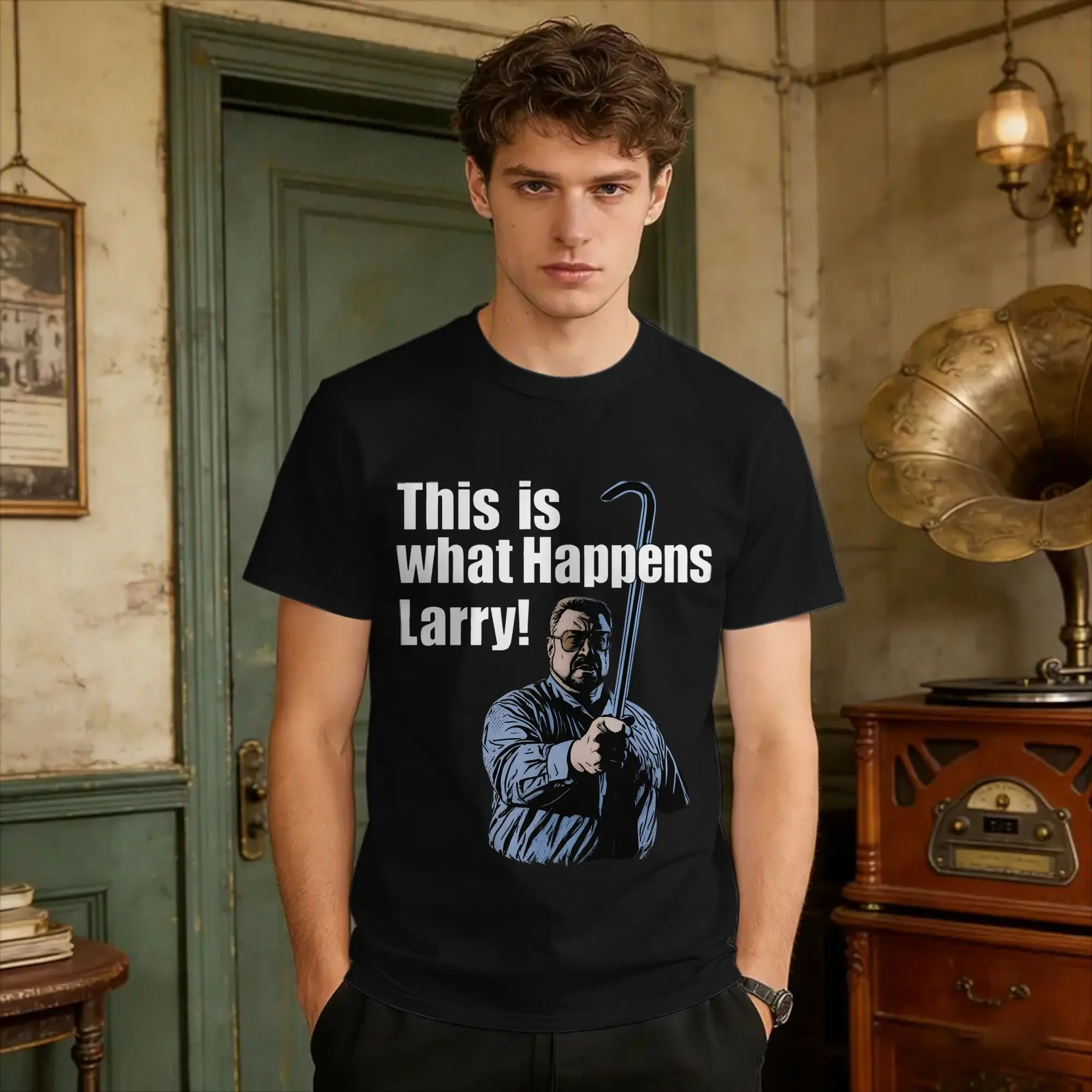 This Is What Happens Larry Big Lebowski Cotton T-Shirt For Men's Summer  Y2K Funny T-Shirts Fashion Tee Shirt Print Clothes