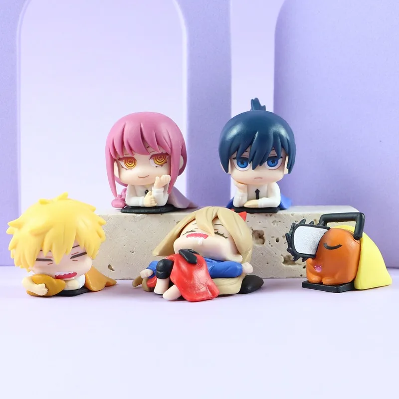 Original Chainsaw Man Sleep Series Figurines Denji Power Hayakawa Aki Pochita Anime Statues Cartoon Model Toys Decoration Gift